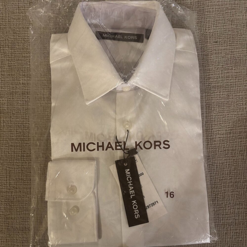 Michael Kors BRAND NEW WITH TAGS Boys White Cotton Dress Shirt Size 16 NWT